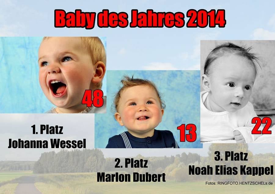 RINGFOTO HENTZSCHELs Baby des Jahres 2014 Platz1-3