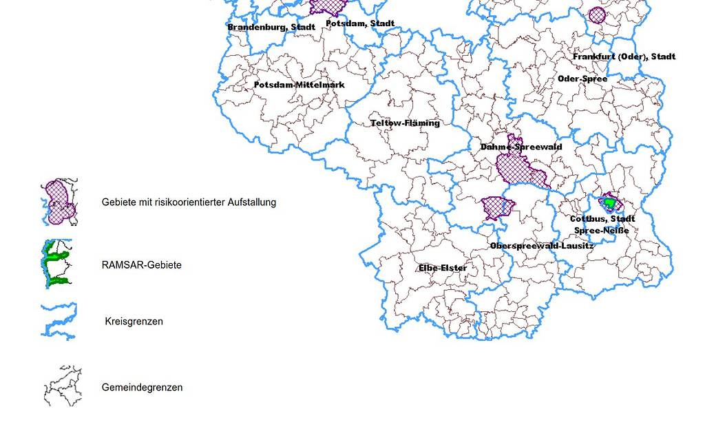 Restliche Aufstallungsgebiete aufgrund der Vogelgrippe in Brandenburg ab 20. März 2017
