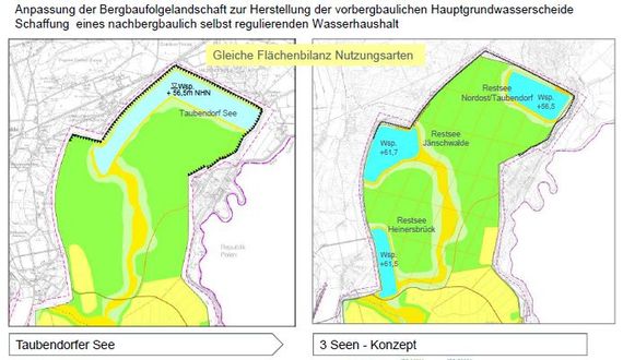 Drei Seen Konzept der Leag für den Tagebau Jänschwalde; Quelle: LEAG