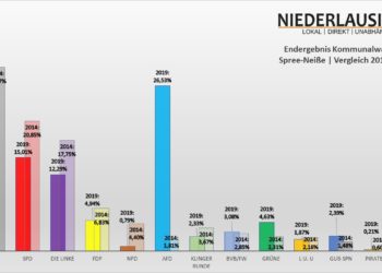 Kommunalwahl 2019 in Spree-Neiße, vorläufiges Endergebnis