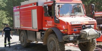 Feuerwehr aus Spree-Neiße beim Waldbrandeinsatz in der Lieberoser Heide