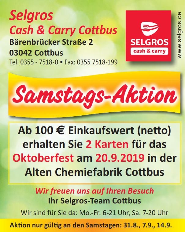Samstags-Aktion bei Selgros Cottbus zum Oktoberfest
