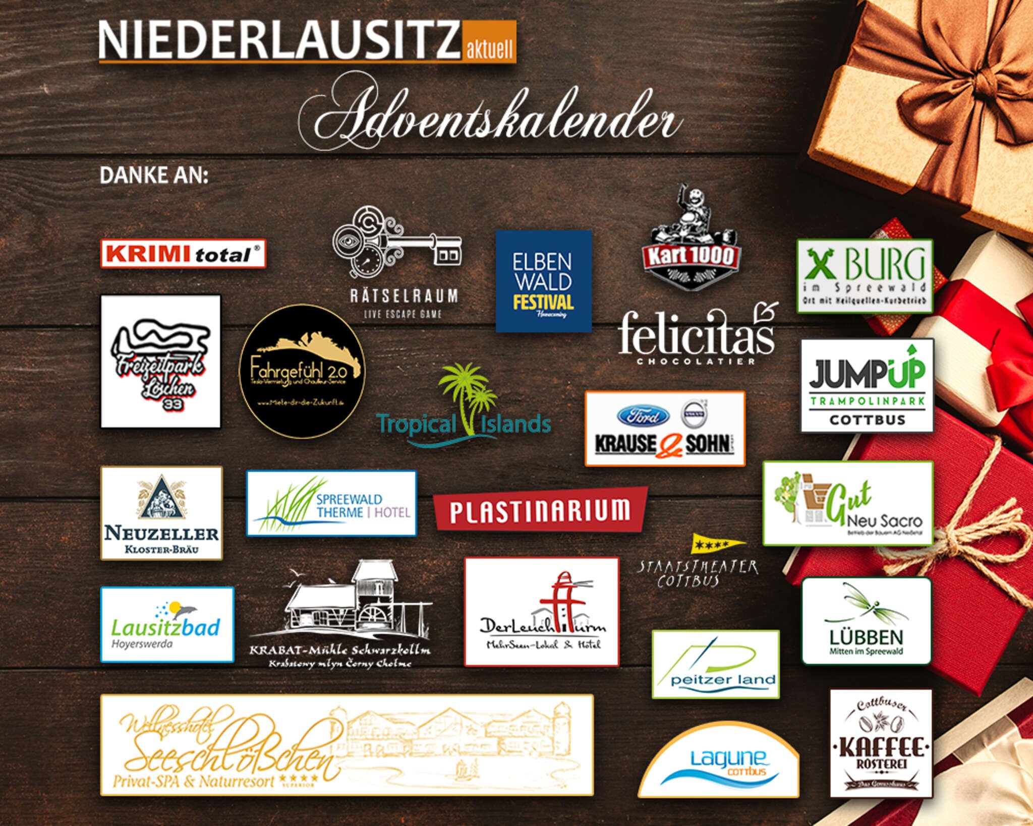 Beteilitgte Unternehmen beim Niederlausitz aktuell Adventskalender 2019 Beteilitgte Unternehmen beim Niederlausitz aktuell Adventskalender 2019