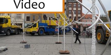Aufbau Lichtkunst Altmarkt Cottbus