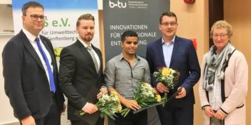 Verleihung der Heinz-Ludwig-Horney-Preise 2019 (v. li): Prof. Dr. Sylvio Simon, Christian Kappa, Markus Endermann, Ramzi Al-kubati, Prof. Dr. Kathrin Lehmann.
