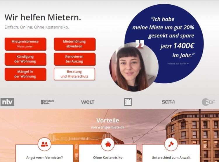 Angebot zur Mietpreisbremse. Online-Portal wenigermiete.de zulässig