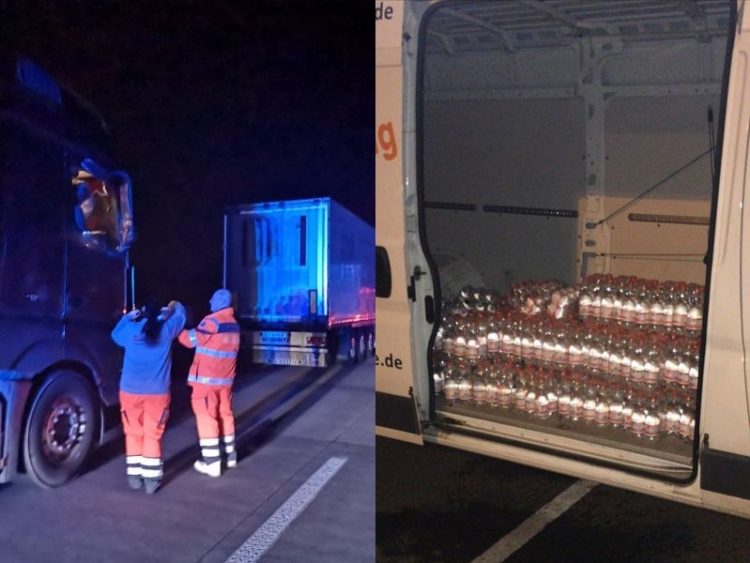 Johanniter, Katastrophenschutz und Initiative. LKW-Fahrer auf der A15 versorgt
