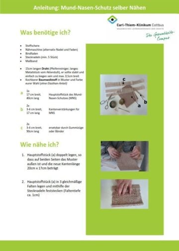 Mund-Nasen-Schutz Nähanleitung Teil 1; CTK
