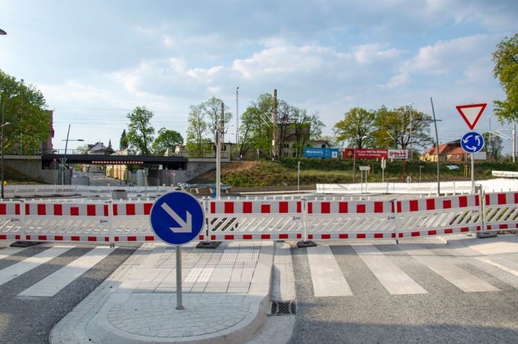 Finsterwalder Kreisverkehr kurz vor der Fertigstellung