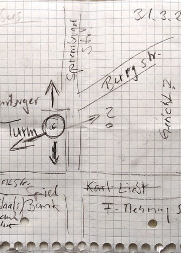 Eine erste Skizze nach Inspektion der Gänge