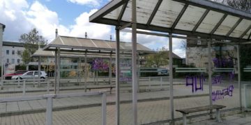 Cottbus: Graffiti am ehemaligen Busbahnhof
