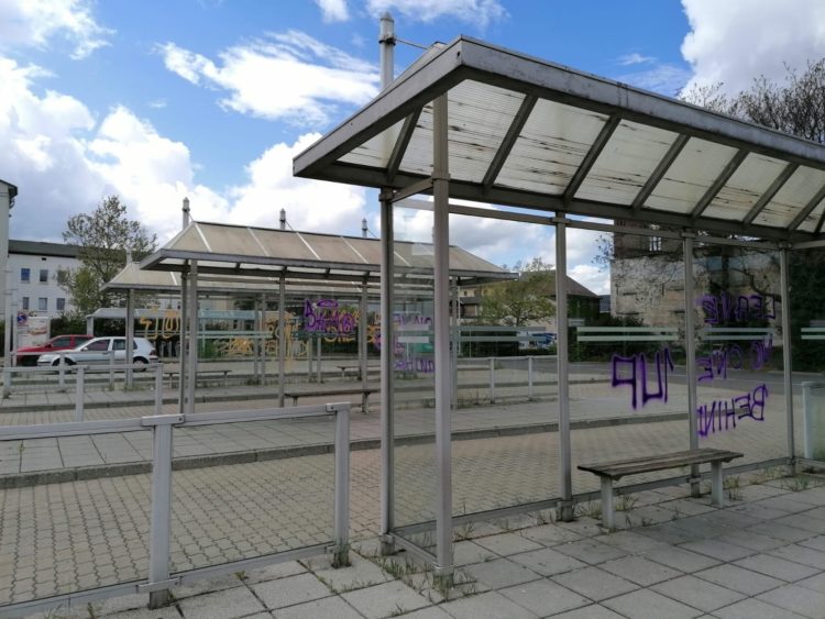 Cottbus: Graffiti am ehemaligen Busbahnhof