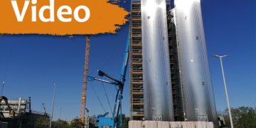 Neue Druckspeicherbehälter auf dem Gelände des Heizkraftwerks Cottbus