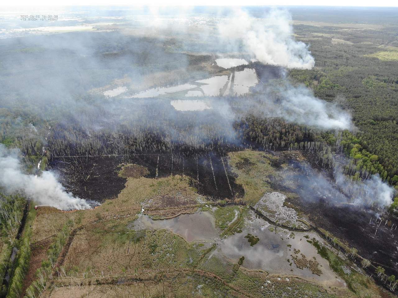 Moorbrand in Elbe-Elster auf 100 Hektar; Foto: Johanniter Südbrandenburg