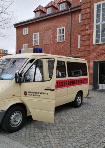 Coronavirus-Notunterkunft am Cottbuser Stadthaus für die Zeit der Bombenentschärfung; Niederlausitz aktuell