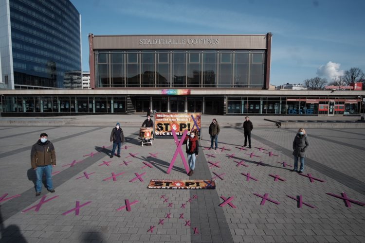 Aktionsbündnis protestiert gegen EVA Jänschwalde in Cottbus