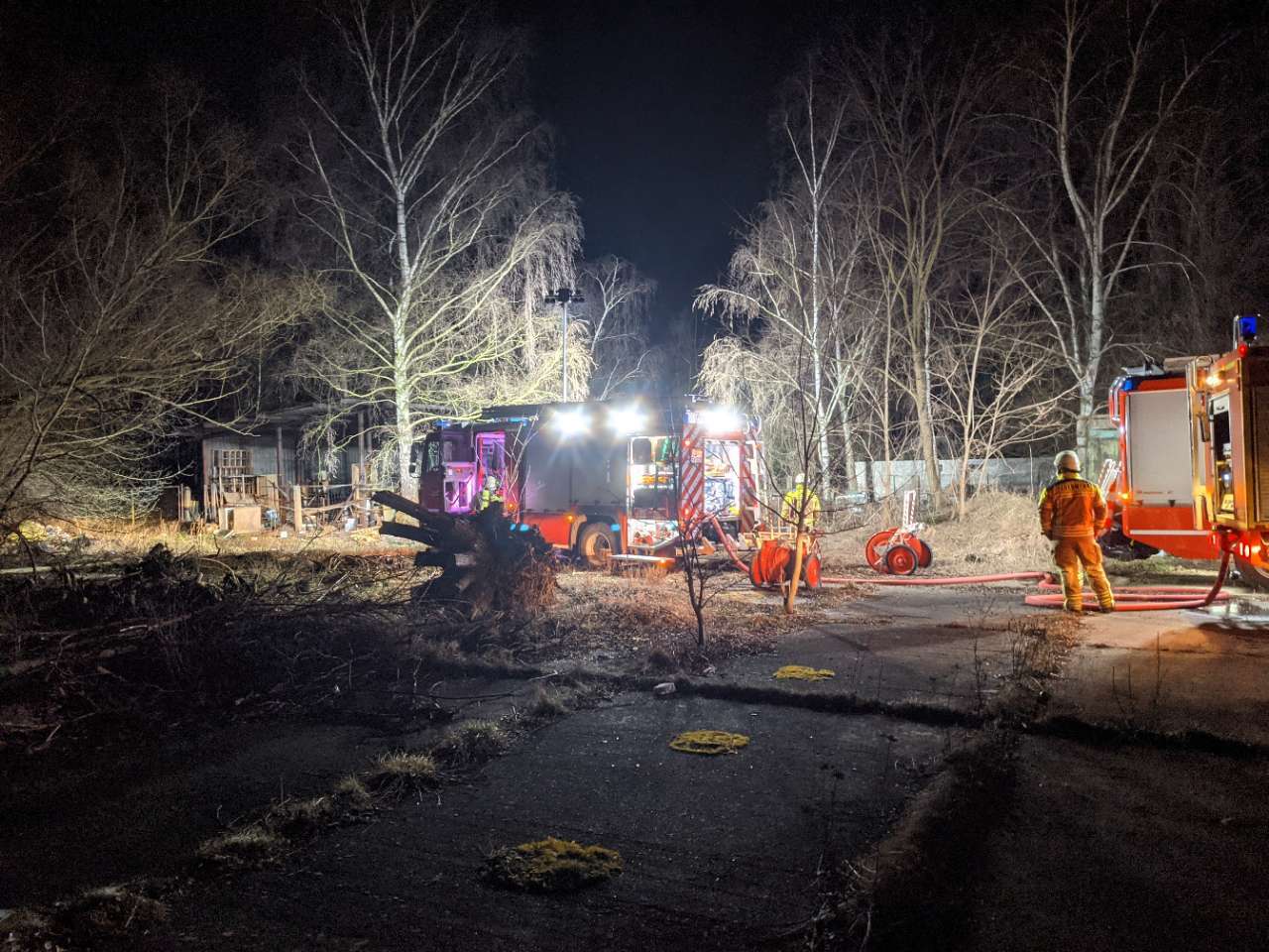 Nächtlicher Brand in Cottbus-Gallinchen; Foto: Feuerwehr Cottbus