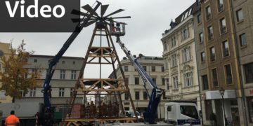 Aufbau Weihnachtsmarkt Cottbus