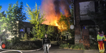 Brand eines ehemaligen Kohlehandels in Spremberg; Foto: Blaulichtreport Lausitz