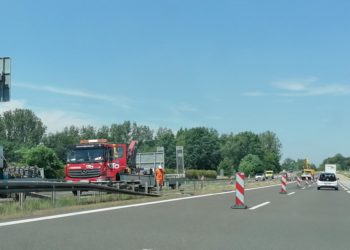 Baustelle auf der A15 zwischen Vetschau und Boblitz