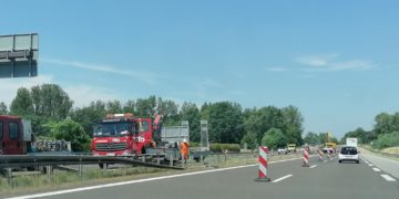 Baustelle auf der A15 zwischen Vetschau und Boblitz