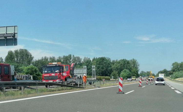 Baustelle auf der A15 zwischen Vetschau und Boblitz