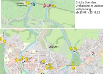 Lübbener Brücke über Umflutkanal bis November gesperrt
