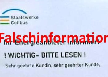"Bürger für Bürgerrechte Cottbus" hat Falschinformationen über die Stadtwerke Cottbus verbreitet