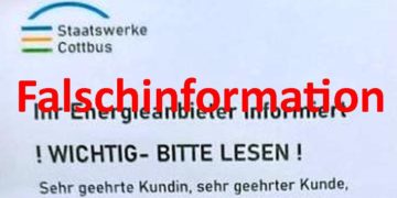 "Bürger für Bürgerrechte Cottbus" hat Falschinformationen über die Stadtwerke Cottbus verbreitet