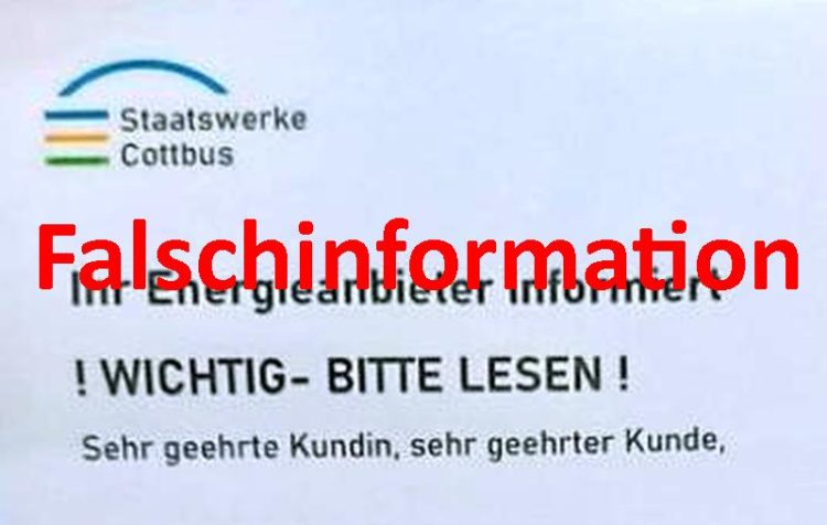 "Bürger für Bürgerrechte Cottbus" hat Falschinformationen über die Stadtwerke Cottbus verbreitet