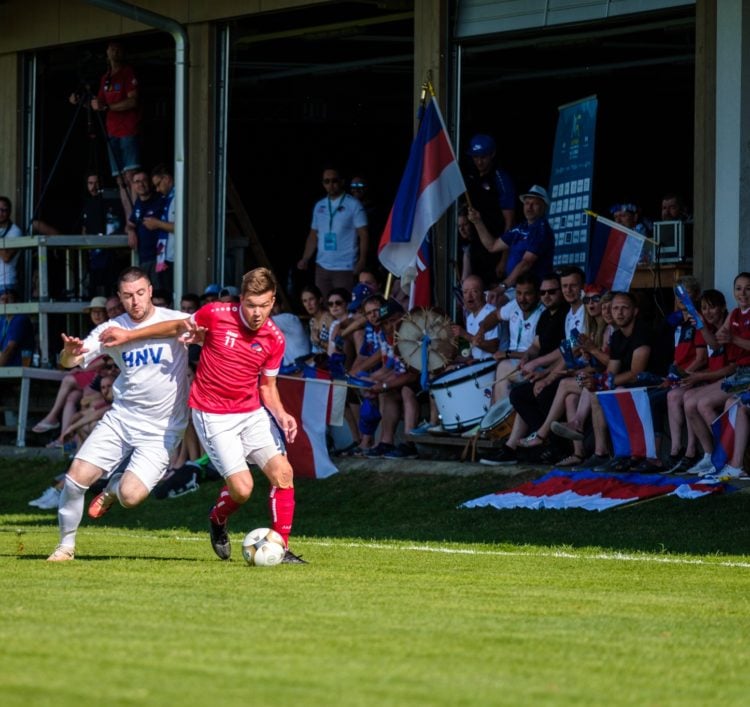 Fußball, Herren, Europeada 2022, Viertelfinale, Sportpark St. Michael, Serbske mustwo (DEU) - Croats in Serbia (SRB), Ergebnis: 3:1