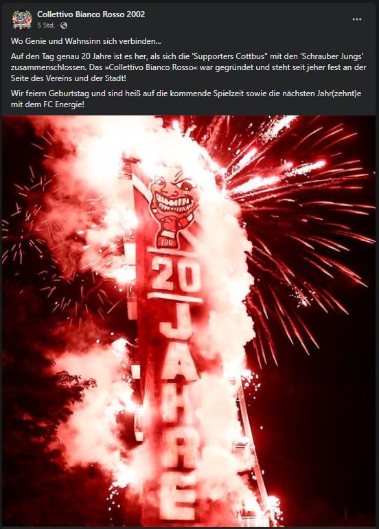 Feuerwerk am 27.07. in Cottbus. Facebook Post von "CBR02" am 27.07.2022 um 9:50 Uhr 