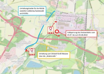 Sanierungsarbeiten: Kreisverkehr Groß Klessow ab Montag voll gesperrt