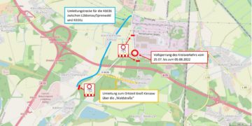 Umleitungsstrecke für die K6636 zwischen Lübbenau und Kittlitz (Bild: Stadt Lübbenau)