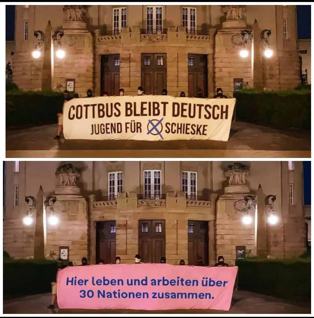 Staatstheater Cottbus reagiert auf fremdenfeindliches Plakat