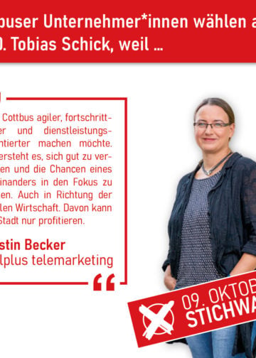 Cottbuser Unternehmer rufen zur Wahl von Tobias Schick auf