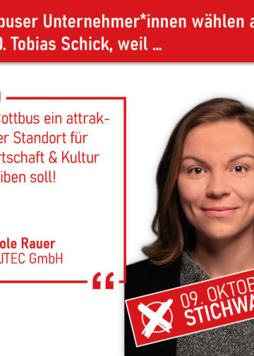 Cottbuser Unternehmer rufen zur Wahl von Tobias Schick auf