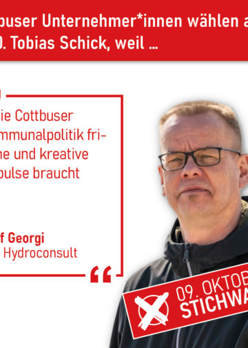 Cottbuser Unternehmer rufen zur Wahl von Tobias Schick auf