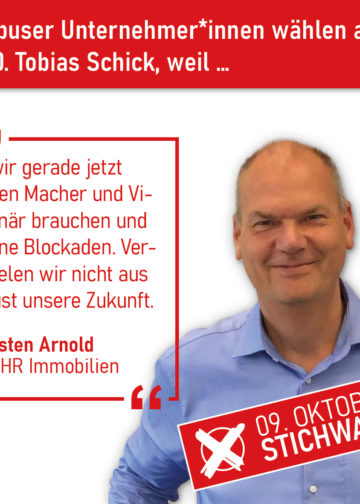Cottbuser Unternehmer rufen zur Wahl von Tobias Schick auf