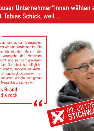 Cottbuser Unternehmer rufen zur Wahl von Tobias Schick auf