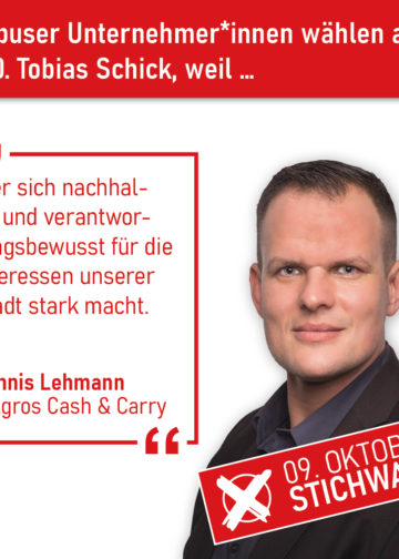 Cottbuser Unternehmer rufen zur Wahl von Tobias Schick auf