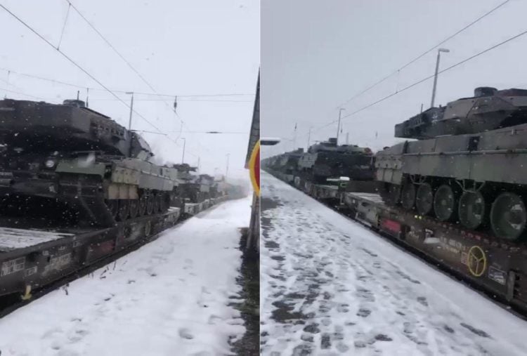 Leopard2-Panzer in Hosena; Quelle: Facebook-Post eines Nutzers