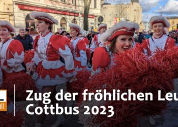 Zug der fröhlichen Leute schlängelte sich durch Cottbus