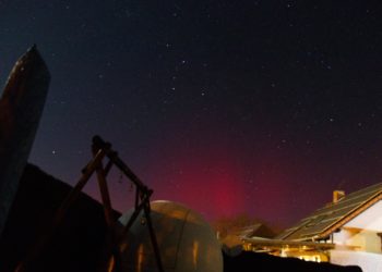 Polarlicht über Hoyerswerda am 26.02.2023; Foto: Peter Lindner, Astronomischer Verein Hoyerswerda