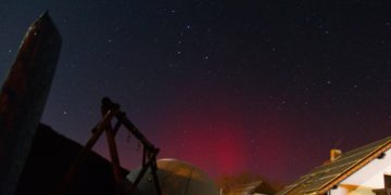 Polarlicht über Hoyerswerda am 26.02.2023; Foto: Peter Lindner, Astronomischer Verein Hoyerswerda