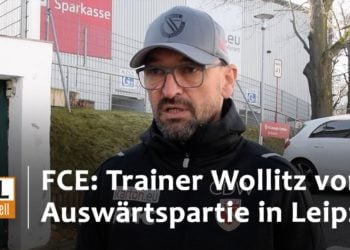 FCE vor Auswärtsspiel gegen Lok Leipzig. Trainer Wollitz im Videotalk