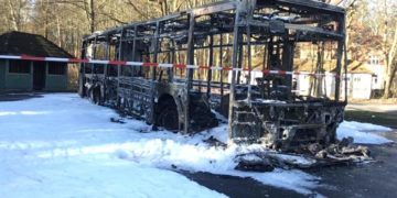 Brand eines Hybridbusses von Cottbusverkehr; Blaulichtreport Lausitz