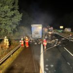 LKW Brand auf der A13 zwischen Großräschen und Bronkow, Foto: FFW Großräschen Nord