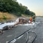 LKW Brand auf der A13 zwischen Großräschen und Bronkow, Foto: FFW Großräschen Nord