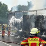 LKW Brand auf der A13 zwischen Großräschen und Bronkow, Foto: FFW Großräschen Nord